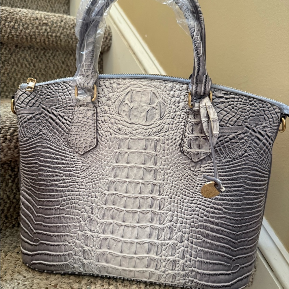 Gray Croc-Embossed Leather Tote Bag - Classic Women's Handbag